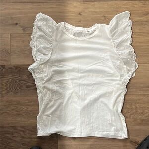 White Ruffled Sleeve Top